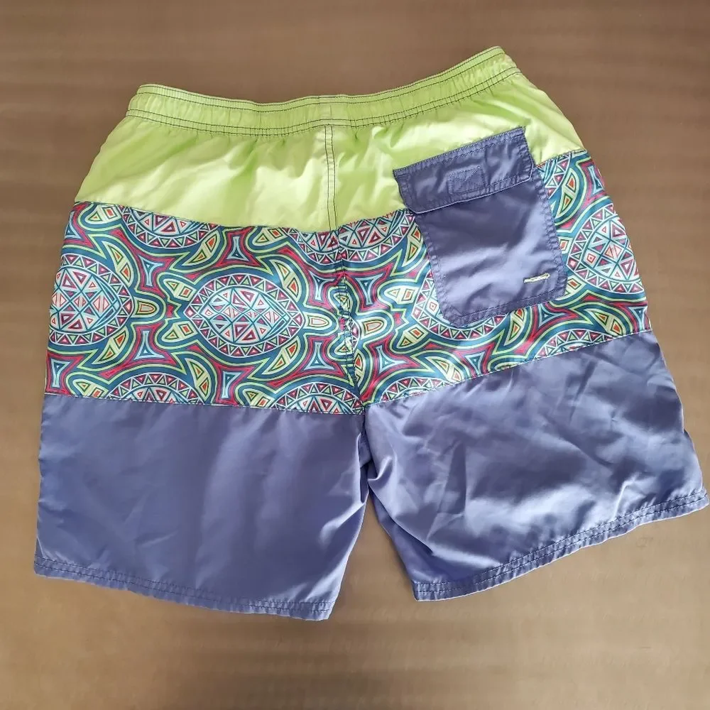 Vineyard Vines Sea of Turtles Bungalow Swim Trunks Blue Green Men’s M